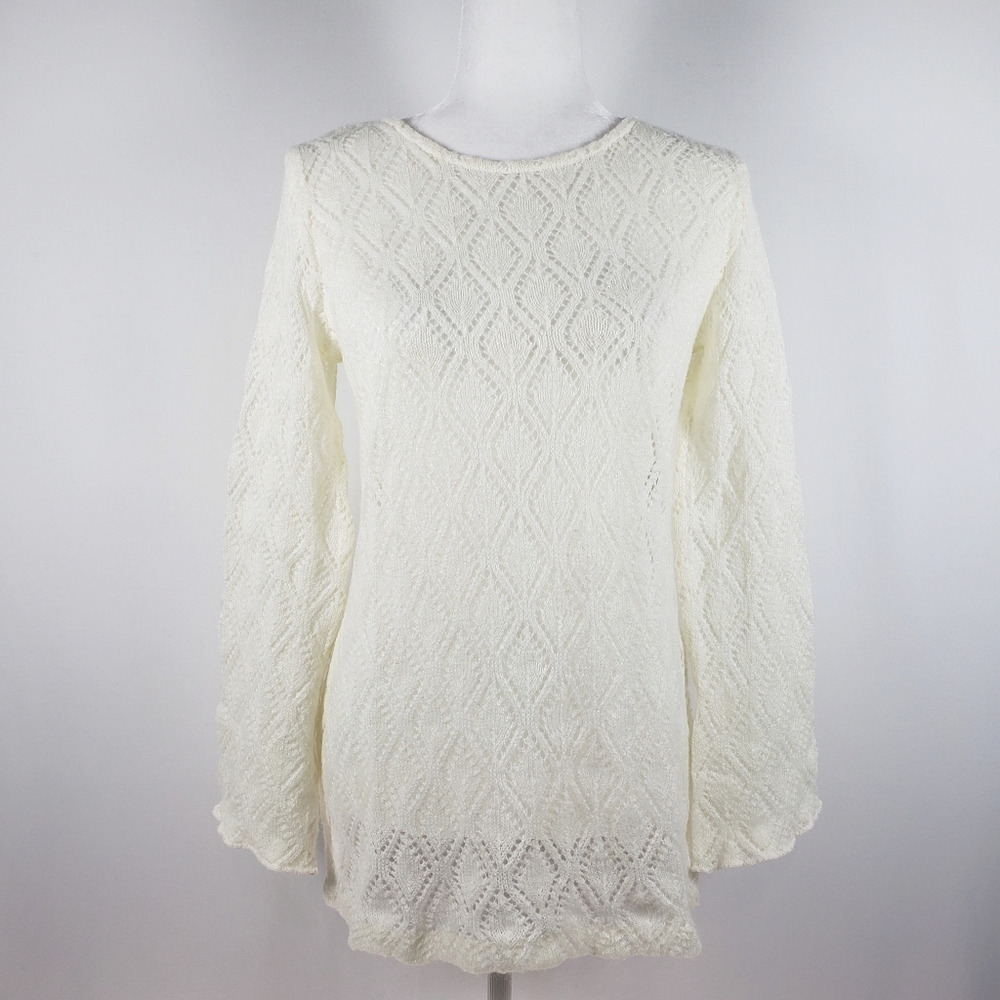 Agnes b Paris Off White Open Lace Knit Tunic